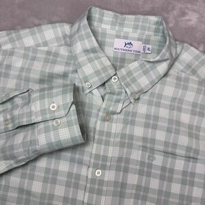 Southern Tide Button Down Shirt Casual Men's XL Green Plaid Performance LS